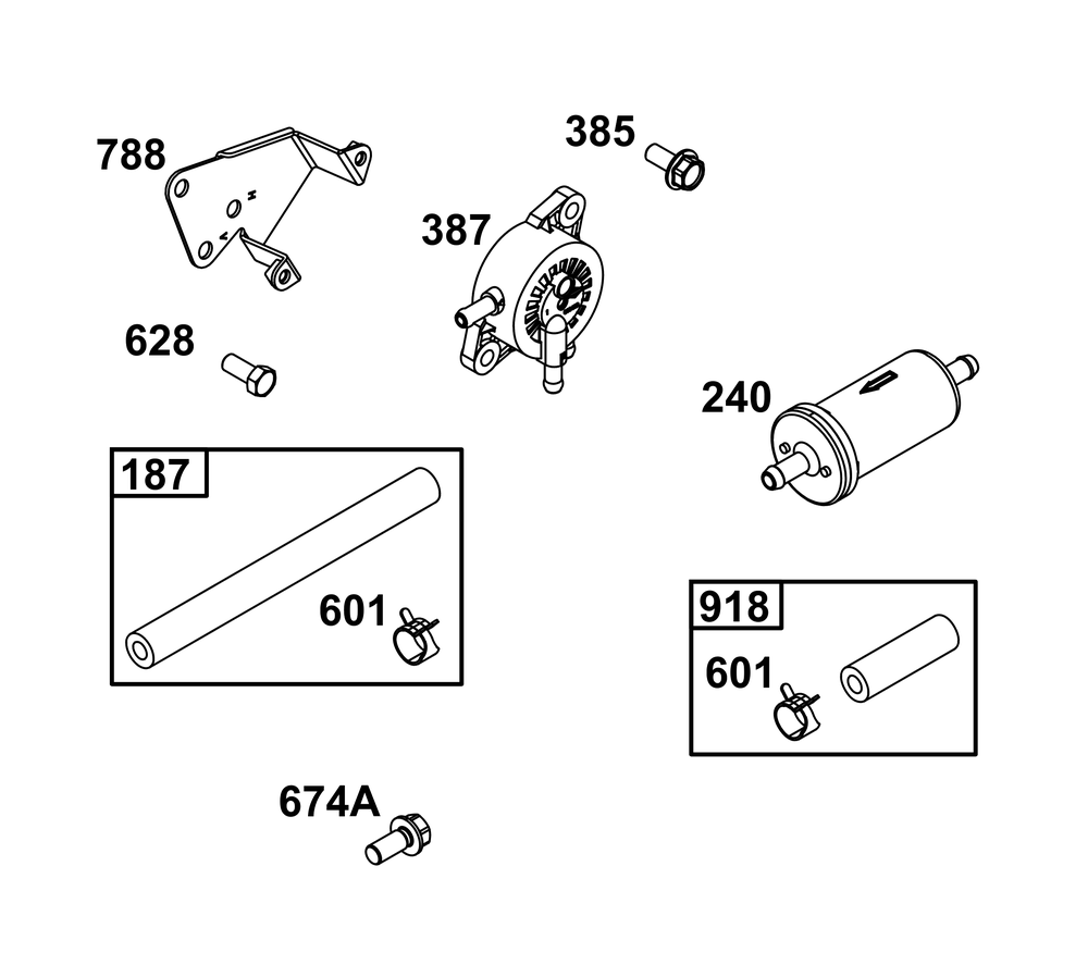 Fuel Supply Group Diagram and Parts List for 296442-0012-H5 200000 - 399999 Briggs and Stratton Engine